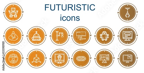 Editable 14 futuristic icons for web and mobile