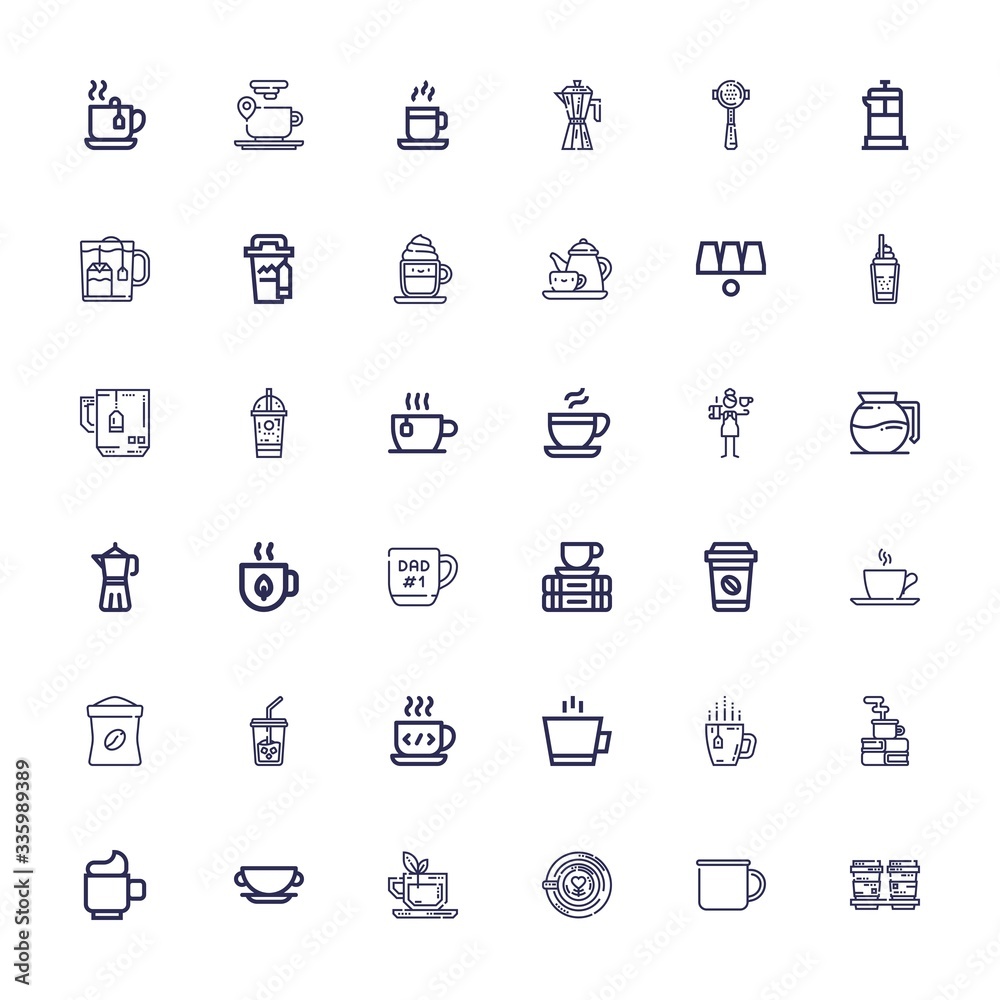 Editable 36 espresso icons for web and mobile