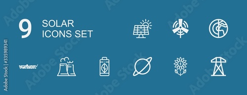 Editable 9 solar icons for web and mobile