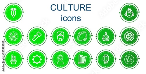Editable 14 culture icons for web and mobile