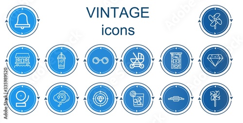 Editable 14 vintage icons for web and mobile