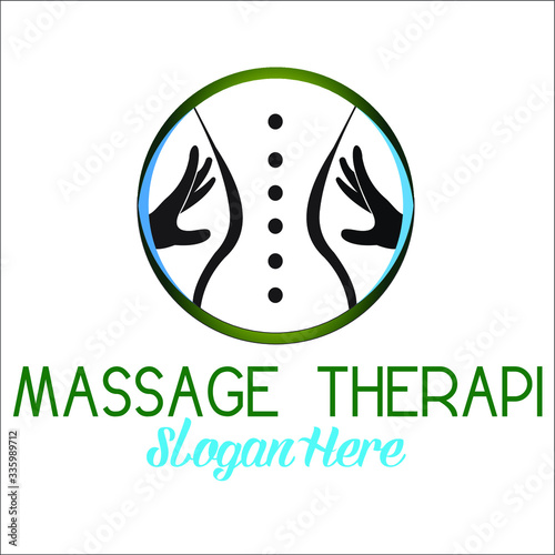 Hand Massage therapist  energy health body vector design logo