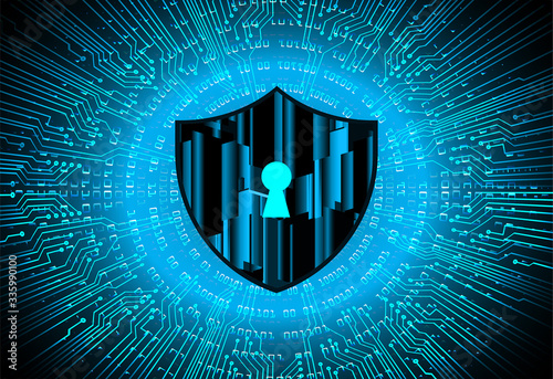 Closed Padlock on digital background, blue cyber security