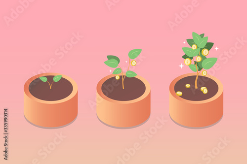 money invest grow up with the plant symbol