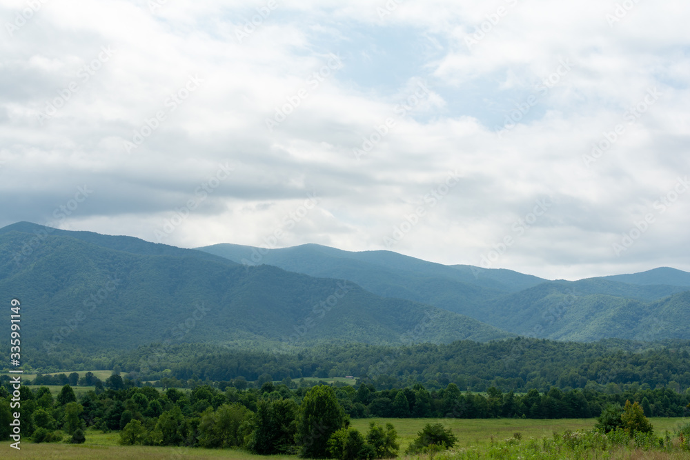 looking out over Cades Cove.  The Great Smokey Mountains National Park, Tennessee, USA.