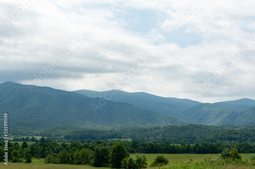 looking out over Cades Cove.  The Great Smokey Mountains National Park  Tennessee  USA.
