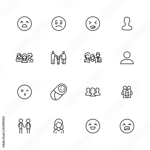Simple set of human icons in trendy line style.