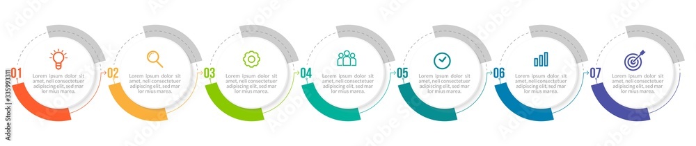 Minimal Business Infographics template. Timeline with 7 steps, options ...
