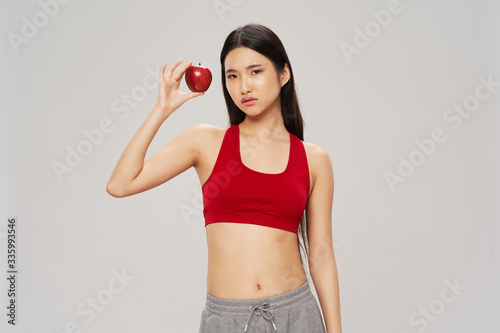 young woman with apple