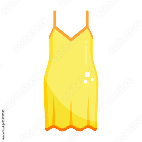 Flat icon of sleeveless dress, ladies fashionwear 