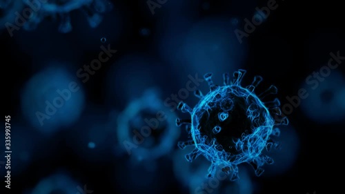 Concept of COVID-19 medical illustration. Coronavirus. Microscope virus close up. 3D rendering.