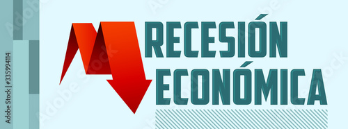 Recesion Economica, Economic Recession Spanish text vector design.