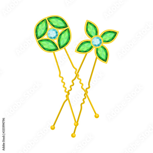 Hairgrip or Hairclip as Girlish Personal Accessory for Grooming Vector Illustration