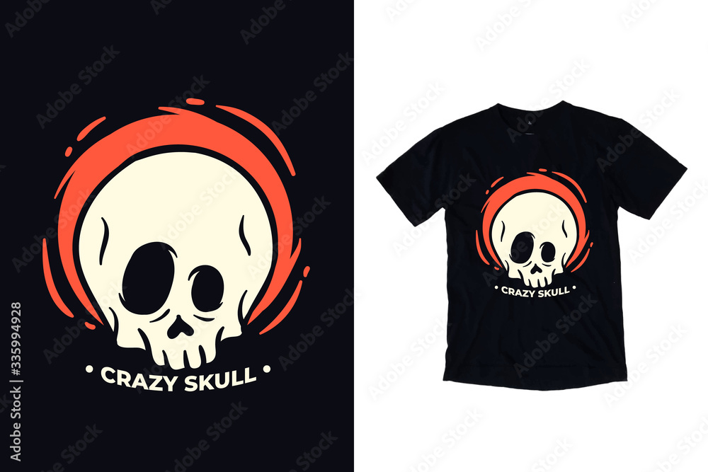 Crazy skull illustration for t shirt design Crazy skull illustration for t shirt design