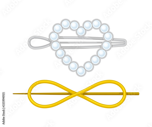 Hairgrip or Hairclip as Girlish Personal Accessory for Grooming Vector Illustration