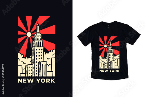 Vintage new yourk city illustration for black t shirt design photo