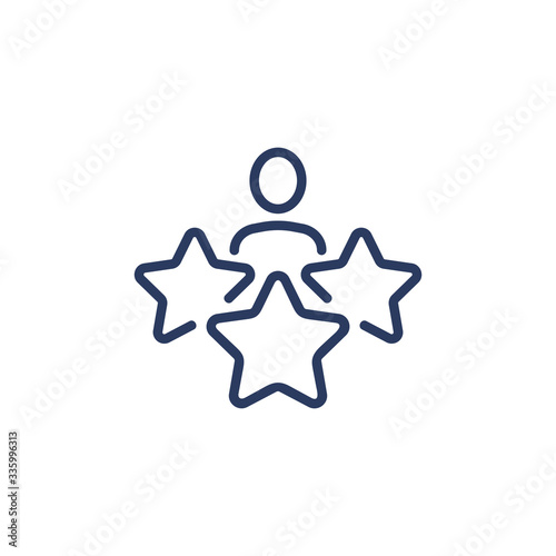 Wallpaper Mural Employee rate thin icon. Customer satisfaction, client ranking, person with award stars. Line icon for business, evaluation, review, feedback concept Torontodigital.ca