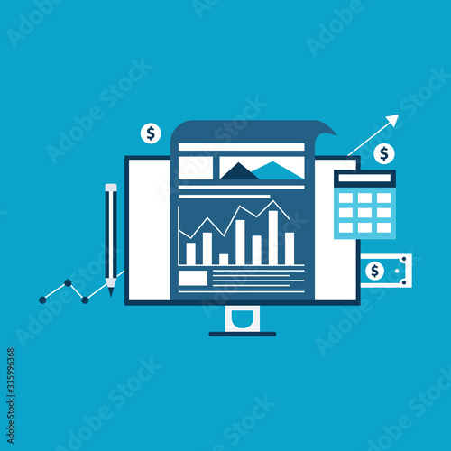 Flat design concepts for auditing . Auditor examination of financial report. Tax process.