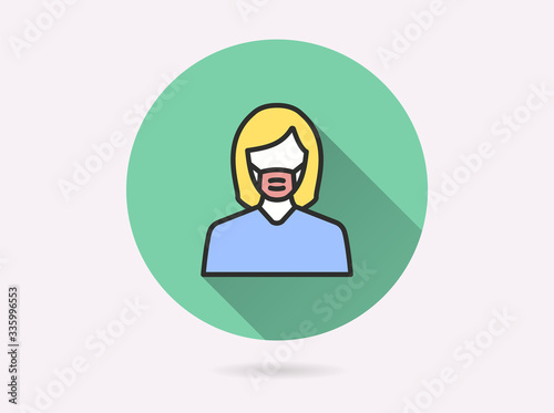 Woman face with mask icon for graphic and web design.