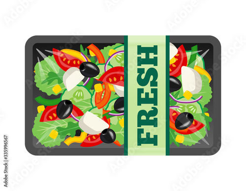 fresh vegetables salad package vector illustration