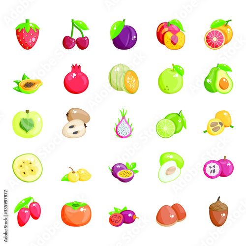 Fresh Fruits Flat Icons Pack 