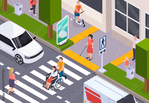 Disabled People Isometric Composition  