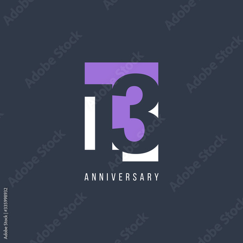 13 Th Anniversary Celebration Vector Template Design Illustration