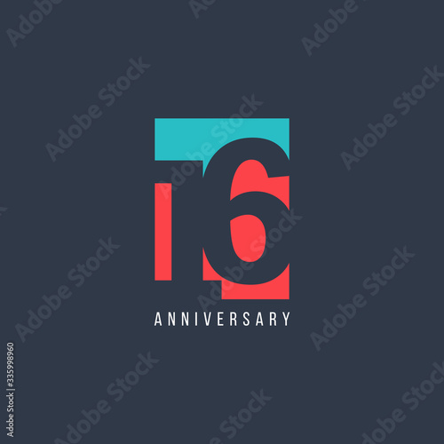 16 Th Anniversary Celebration Vector Template Design Illustration