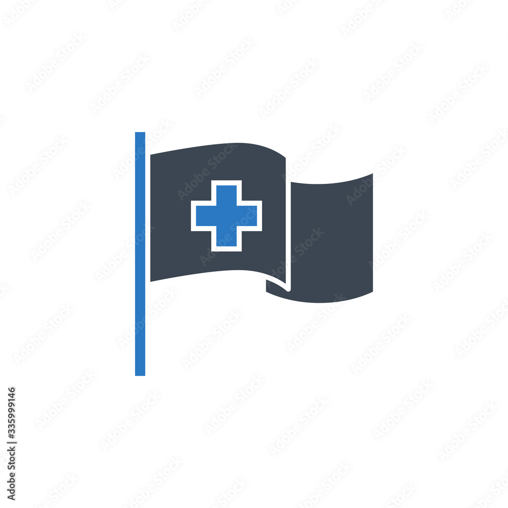 Medical Flag related vector glyph icon. Isolated on white background. Vector illustration.