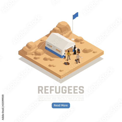 Refugees Asylum Isometric Poster