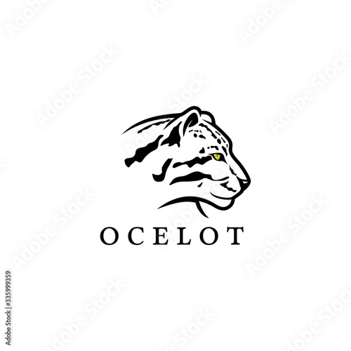 Canvastavla ocelot head wild animal logo