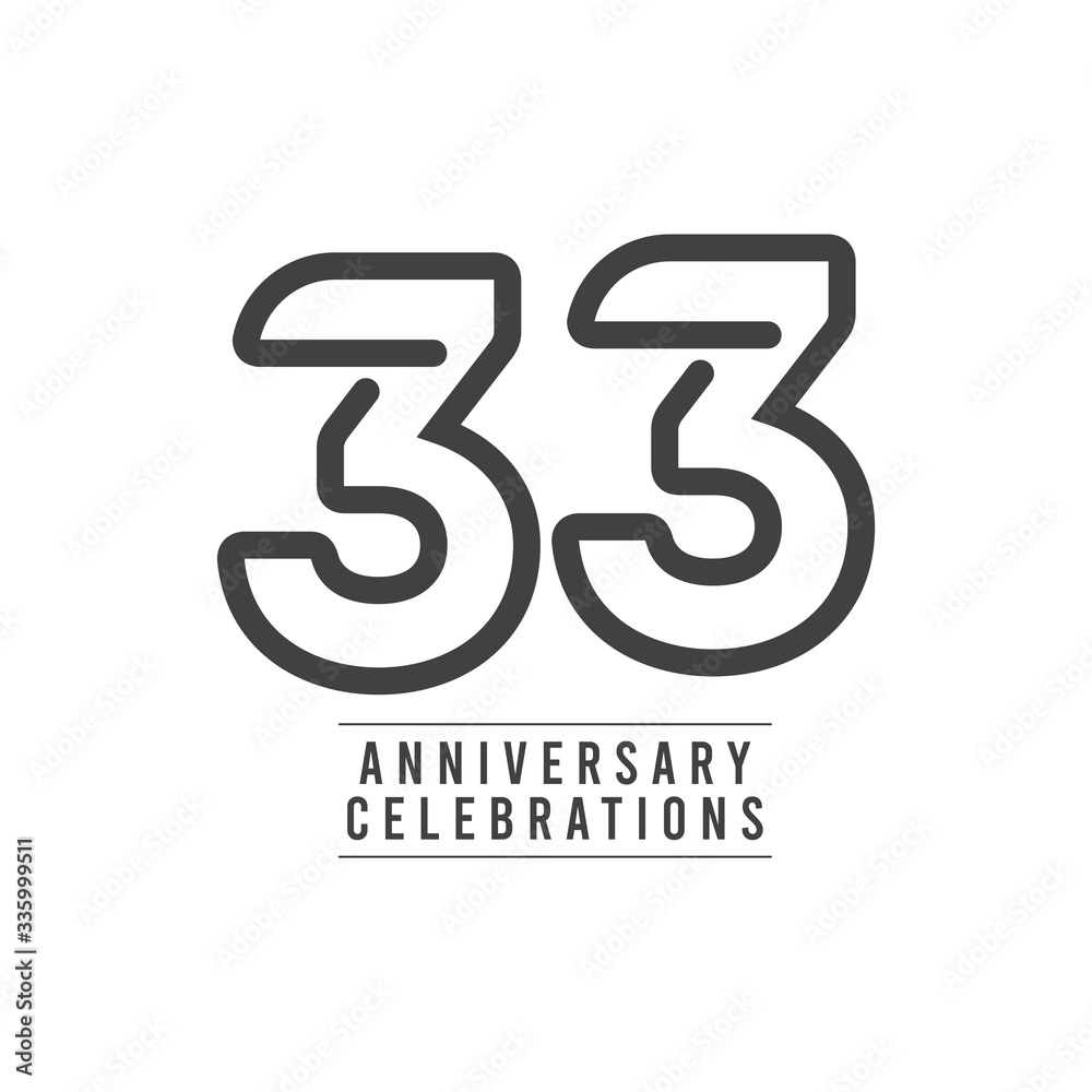 33 Years Anniversary Celebration Vector Template Design Illustration