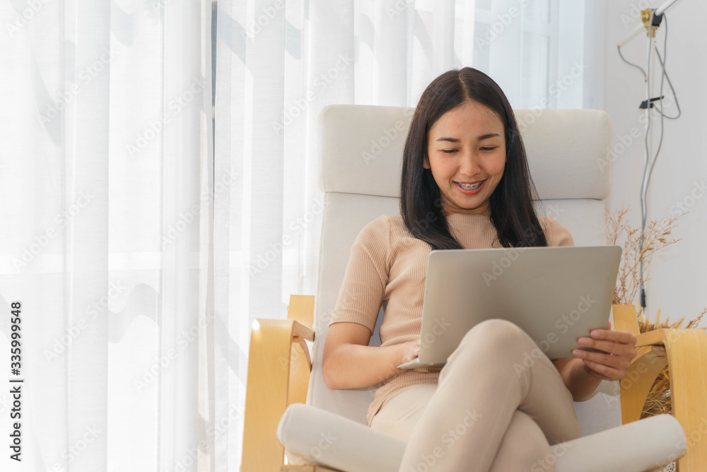 Asian young beautiful businesswoman is working from home. Asian young beautiful businesswoman is working from home.