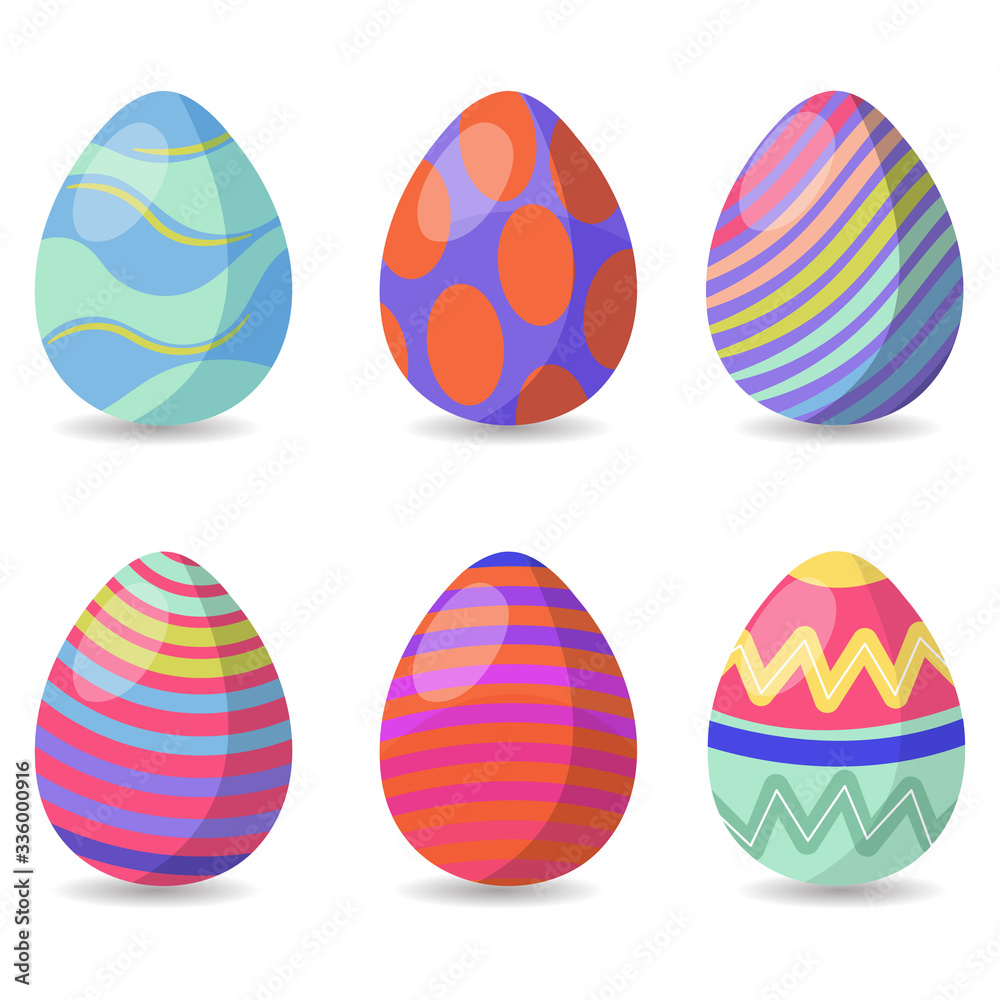 Easter eggs collection, for decoration for Easter, on a white background