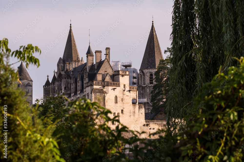 Beautiful royal city of Loches, and its Chateau de Loches in the Loire Valley (France)