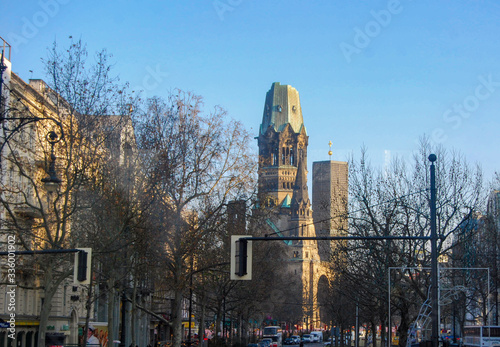 The bomb damaged Kaiser Wilhelm Memorial Church in Berlin, Germany photo