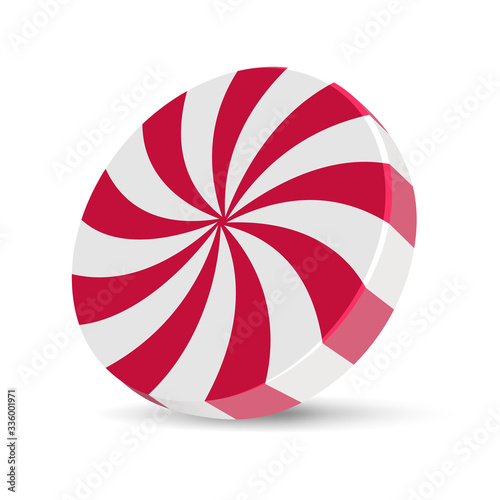 Red and white peppermint candy vector illustration