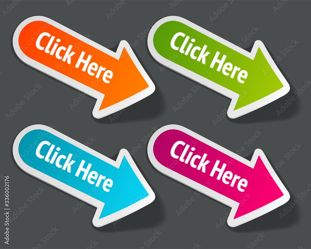 Arrows with Click Here writing vector illustration