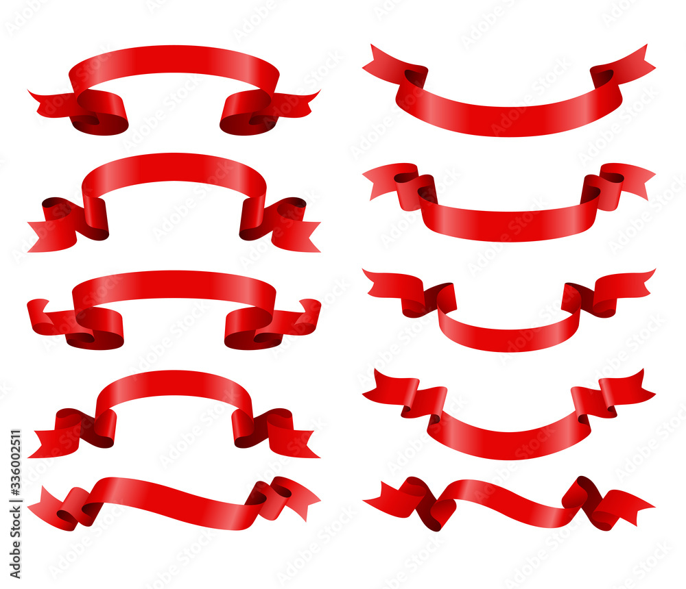 Set of red ribbon banners vector illustration Set of red ribbon banners vector illustration