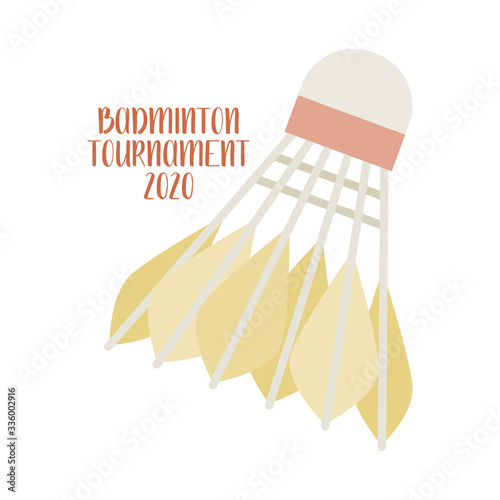 Shuttlecock for big tennis, badminton tournament. Sports equipment, competitions, hobbies, physical culture, healthy lifestyle. Flat vector illustration.
