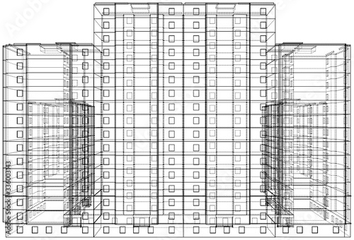 Vector wire-frame model of a multi-storey building