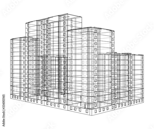 Vector wire-frame model of a multi-storey building