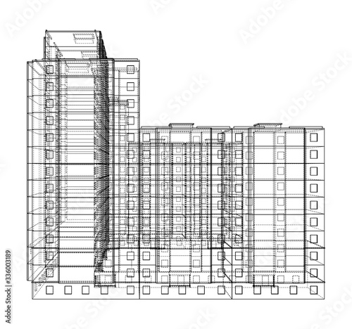 Vector wire-frame model of a multi-storey building