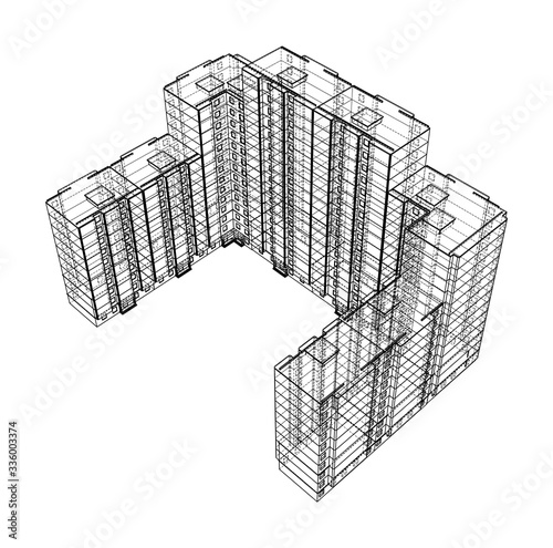 Vector wire-frame model of a multi-storey building