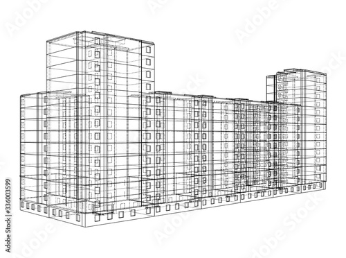 Vector wire-frame model of a multi-storey building