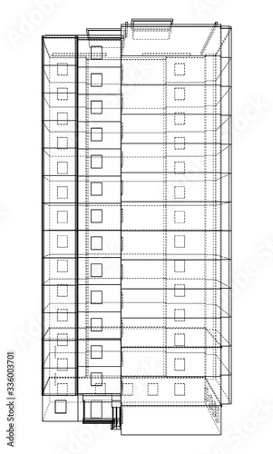 Vector wire-frame model of a multi-storey building