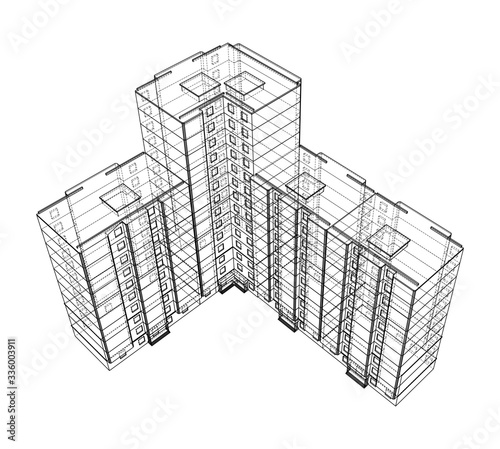 Vector wire-frame model of a multi-storey building