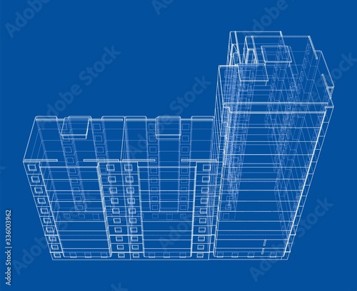 Vector wire-frame model of a multi-storey building