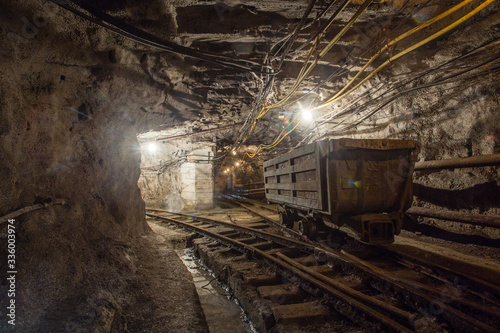 Mining cart wagon in underground mine