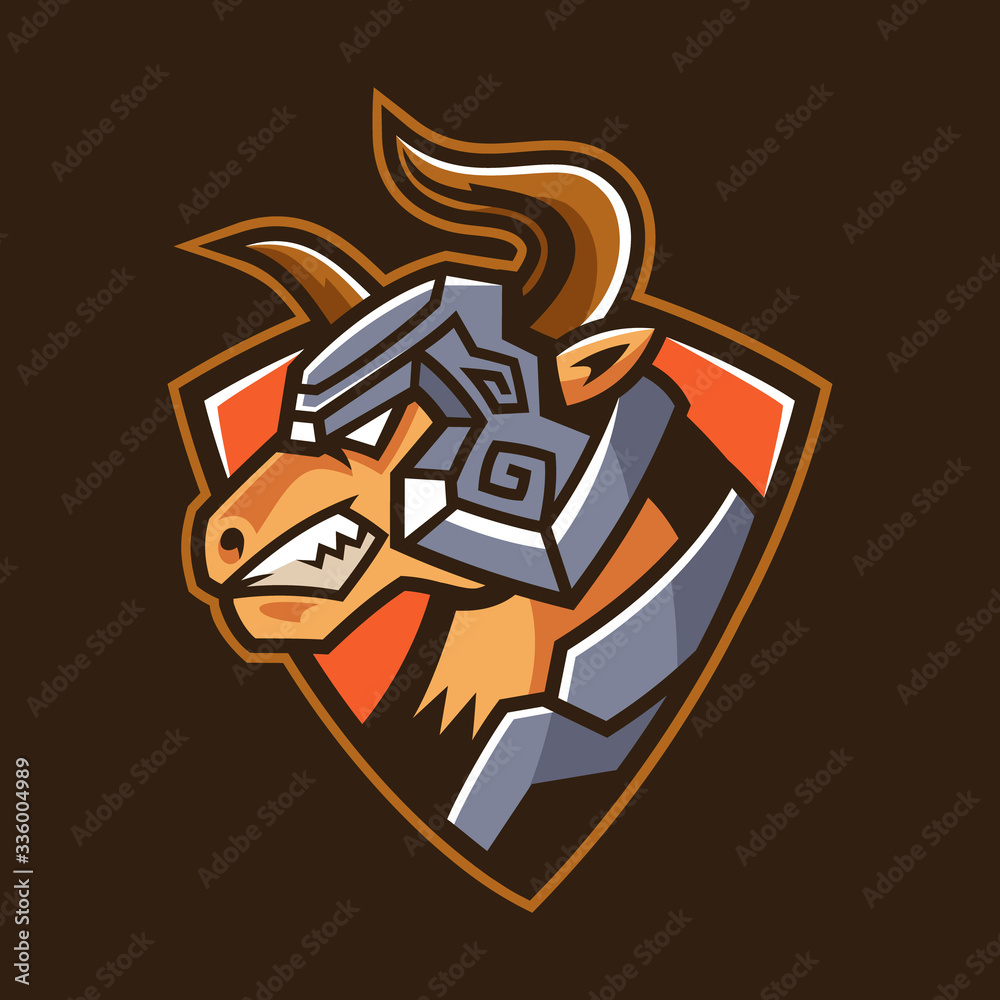 armored Minotaur team logo design